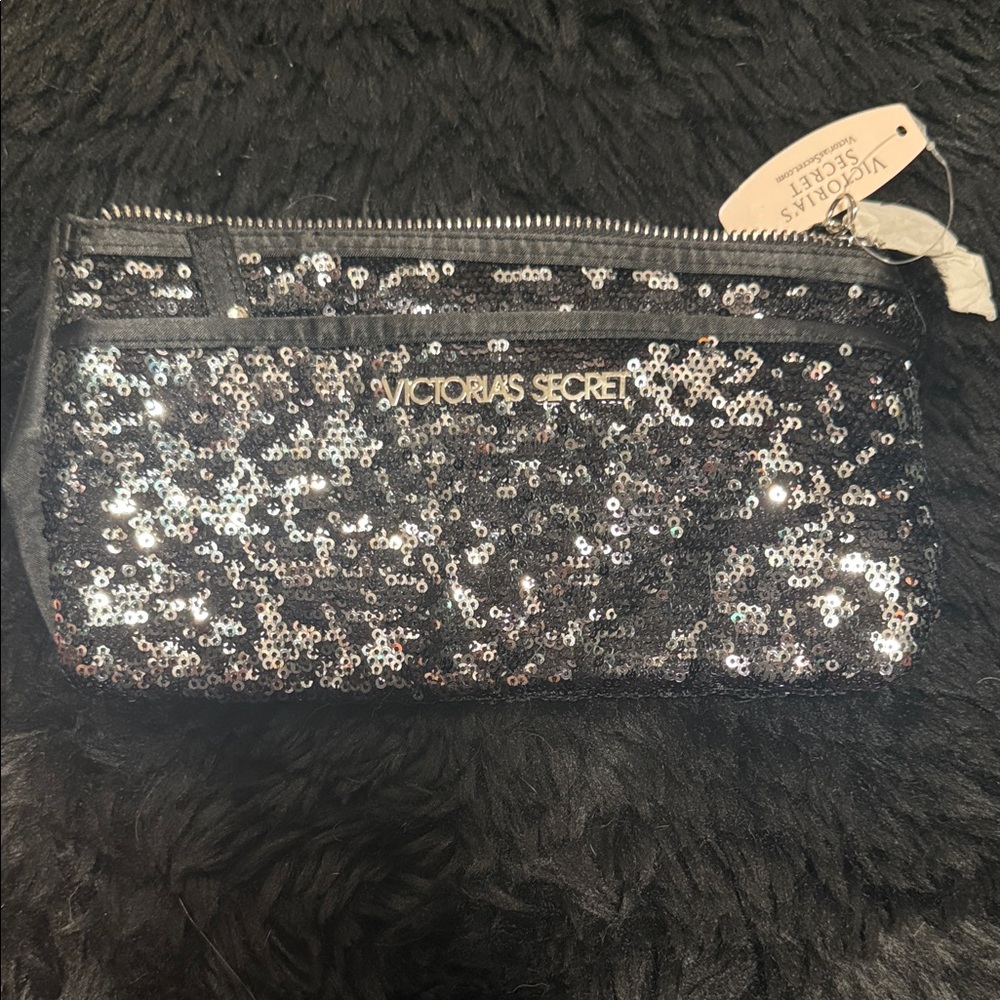 Victoria's Secret Silver Sequin Cosmetic Bag